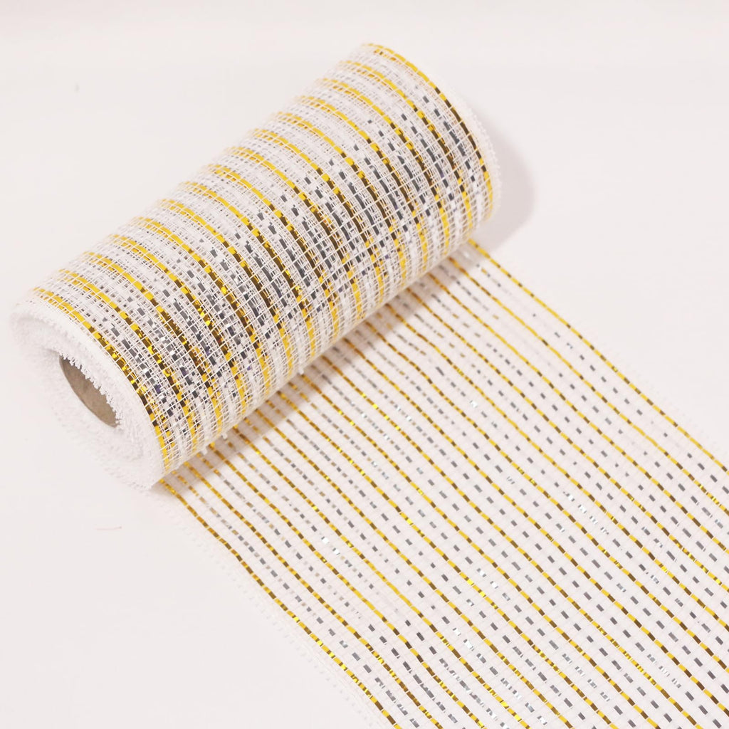 2 Rolls White Mesh Ribbon for Christmas Tree New Year Wreath Crafts