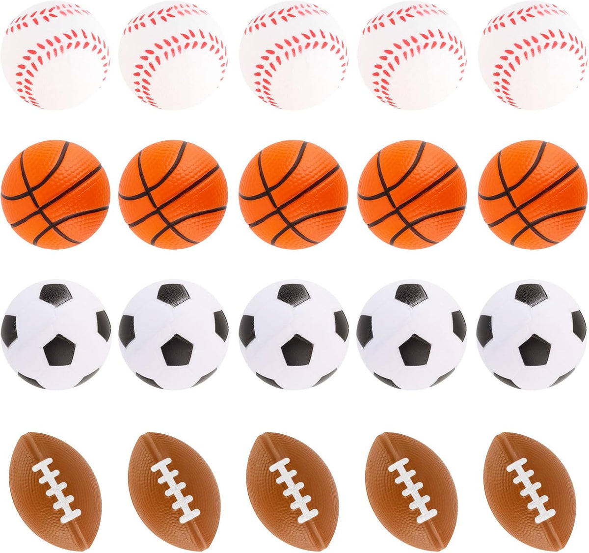 Mini Sport Stress Ball 20 Packs Sport Party Supplies Small Foam Anxious Toy Baseball Basketball Football Soccer