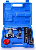 HVAC FlaringTool Kit for 1/4 to 3/4in Pipes, 45 Degree Eccentric Cone Type, 2 Flaring Splints, Single Flaring Tool