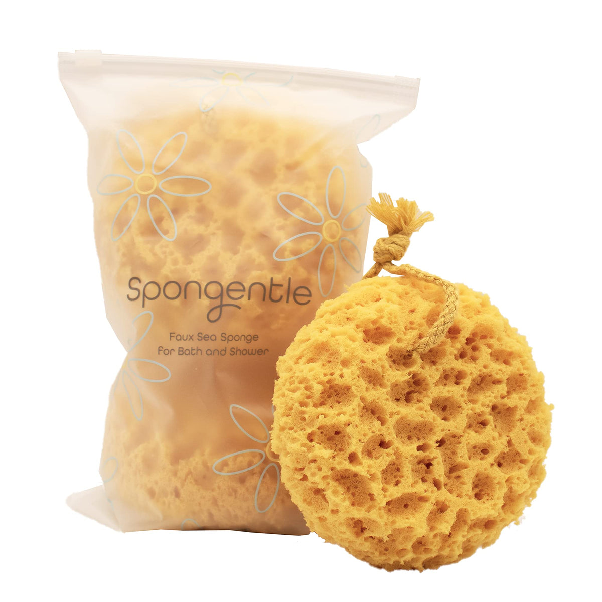 Spongentle Loofah Sponge for Shower and Bathing, Bath Sponge with Dual Texture, Shower Pouf for Gentle and Deep