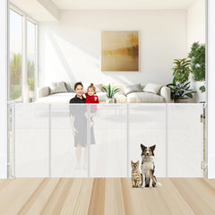 48" x 100" Extra-Wide Retractable Indoor Mesh Pet & Child Safety Gate with One-Hand Safety Lock for Wide Openings, Patios & Stairways