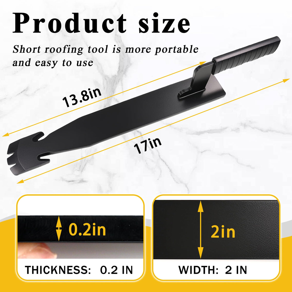 17" Shingle Slater Ripper with Claw Nail Puller End, High Quality Metal Roof Shingle Removal Tool with Bow-Type Rubbe