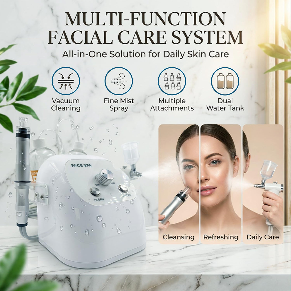 Hydrogen Oxygen Facial Machine for Home & Spa Use – Hydro Facial Machine Professional with Facial Vacuum, Water