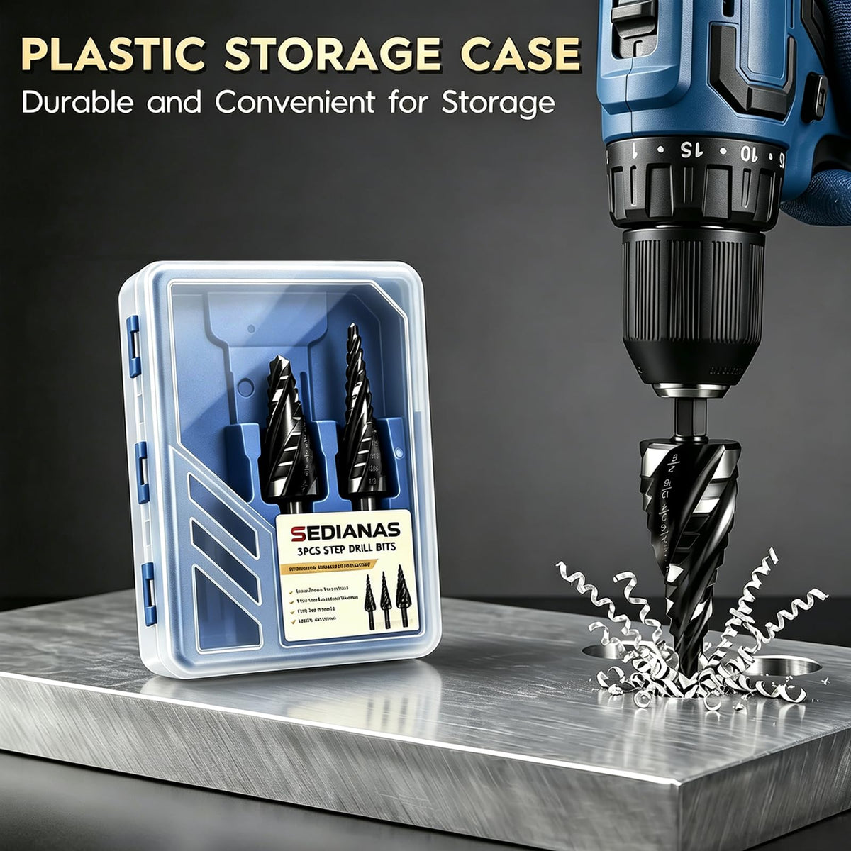 3PCS Step Drill Bit Set - Titanium Four Spiral Flute HSS Step Bit