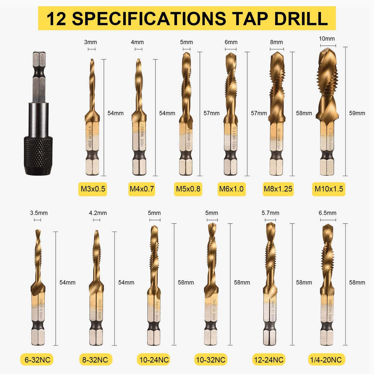 THINKWORK 3-in-1 Combination Drill Tap & Tap Bit Set