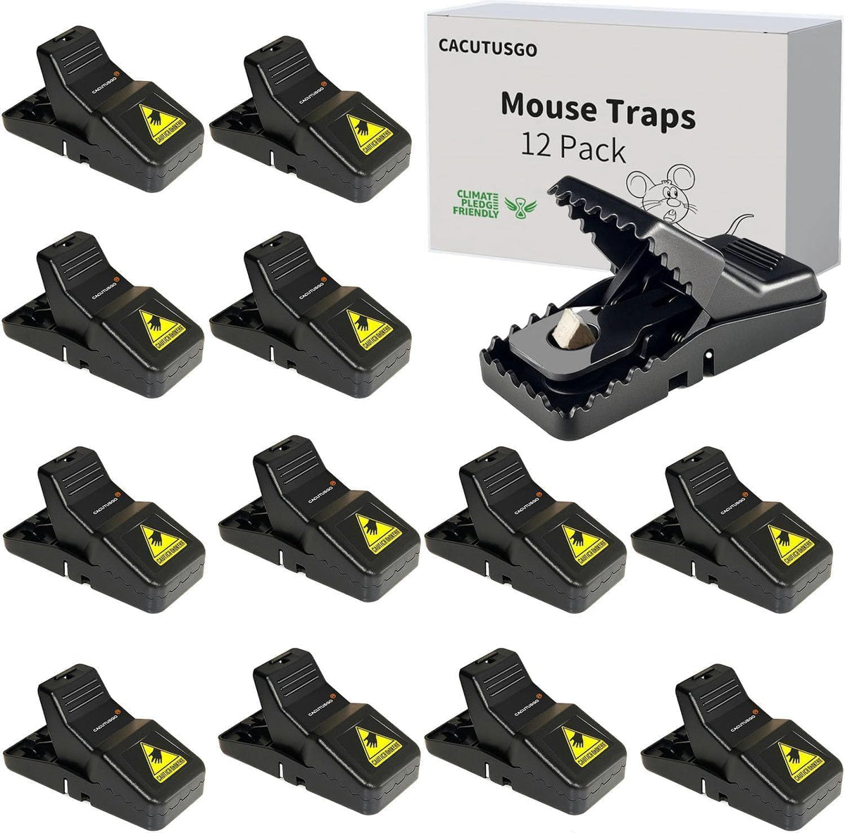 Reusable Indoor Mouse Trap 12 Pack – Easy to Set Plastic Rodent Control Device for Home, Garage & Garden Use