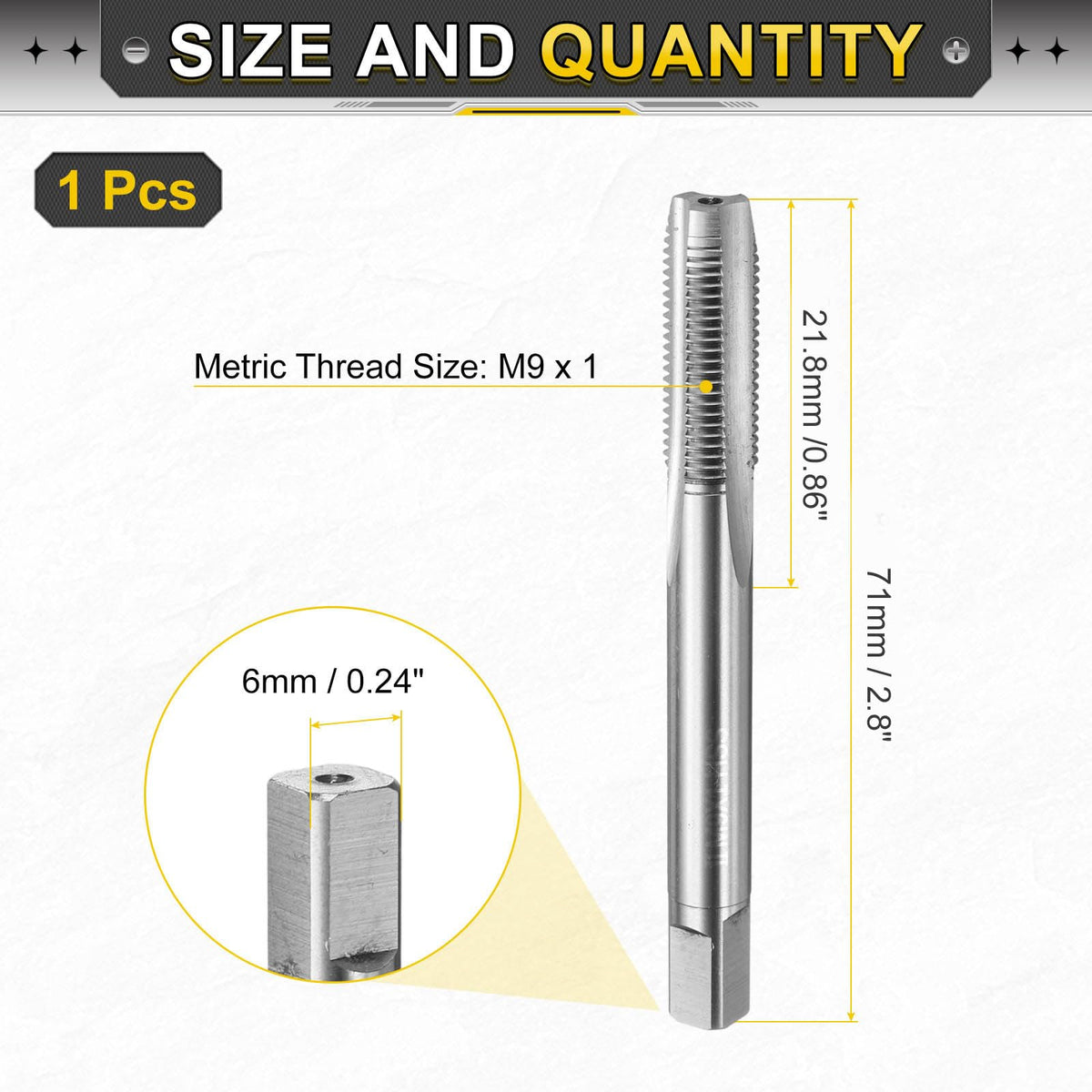 uxcell Hand Plug Tap M9x1 H2 Metric Thread Plug Style Taps HSS6542