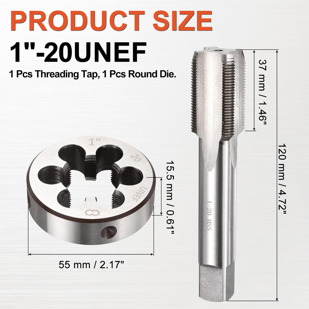 Workkyma 1"-20 UNEF Tap and Die Set, M2 HSS Right Hand Threading Tool