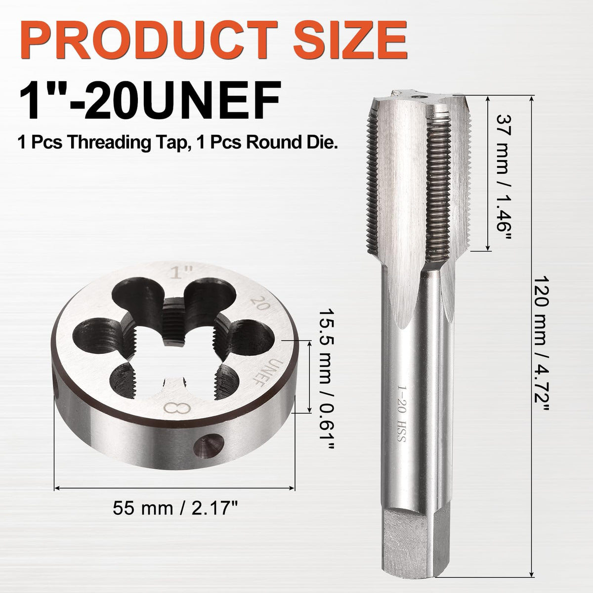Workkyma 1"-20 UNEF Tap and Die Set, M2 HSS Right Hand Threading Tool