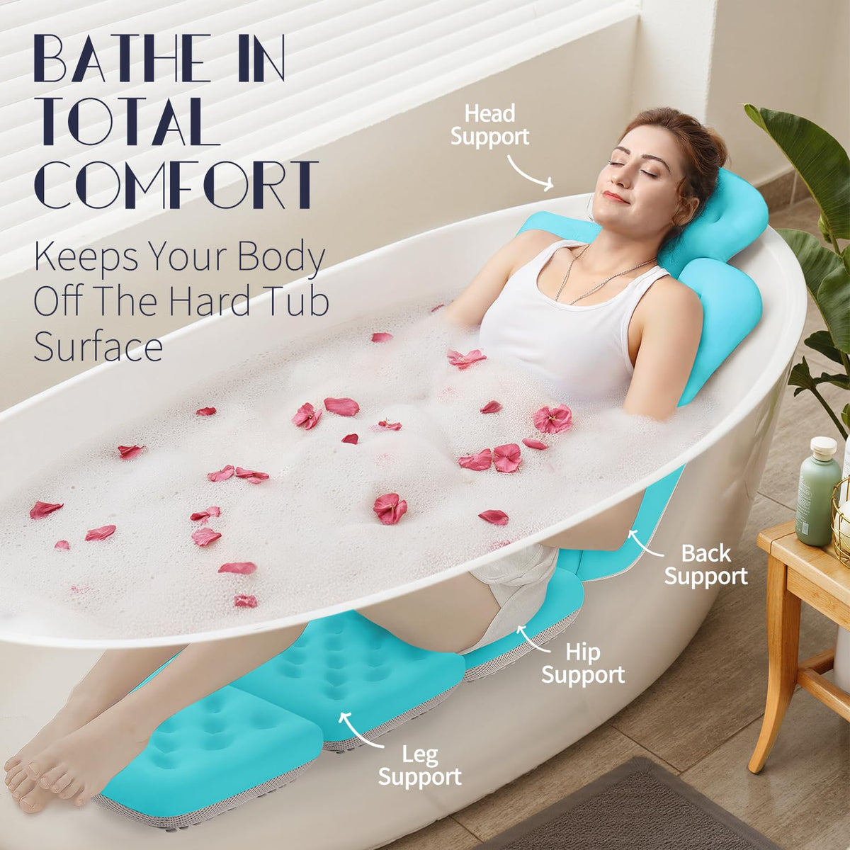 Full Body Bath Pillow for Bathtub, Thick Bathtub Cushion, Luxury Tub Pillow for Bath for Headrest Neck and Back