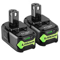 2 Packs 6.0Ah 18V Battery Replacement for Ryobi 18V Lithium-Ion Battery, Compatible with Ryobi 18 Volt Batteries