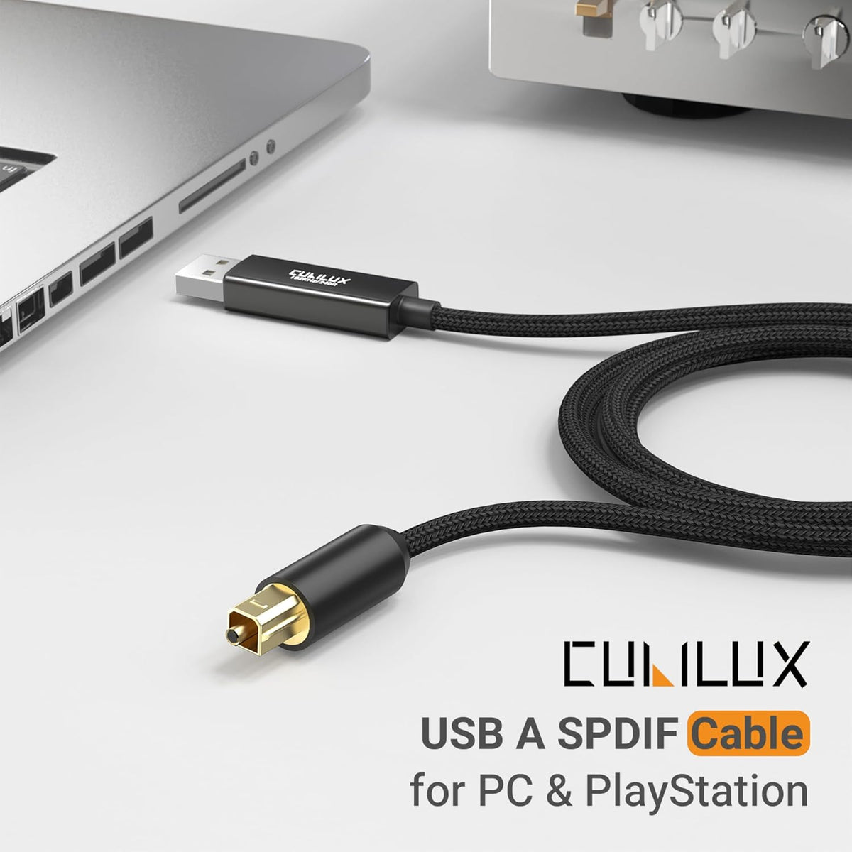 USB A to TOSLINK Optical Audio Cable, Unidirectional USB Type A to SPDIF Digital Aux Cord, S/PDIF Transmitter for