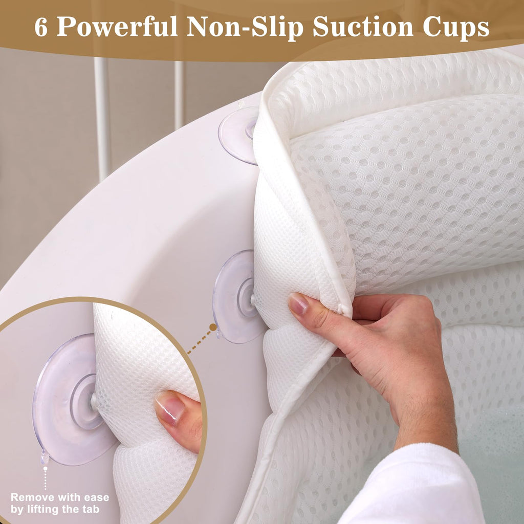 Bath Pillow, Bath Pillows for Tub Head Neck and Back Ergonomic Support