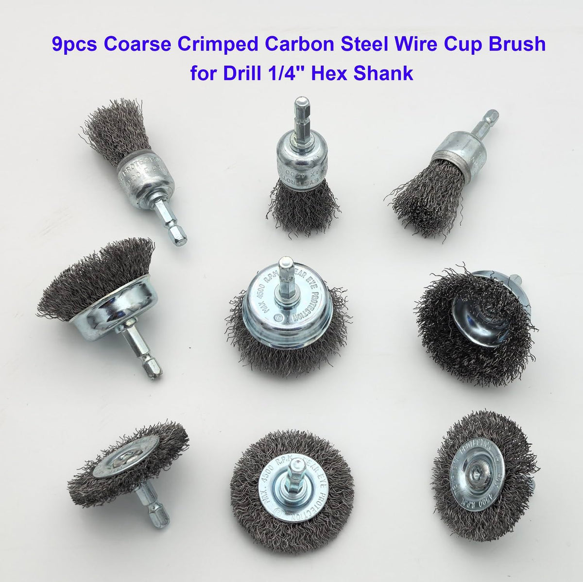 VASTOOLS 15pcs Wire Brushes Set, Carbon Steel Cup/Wheel/Pen Brushes for 1/4" Hex Shank Drill Attachments,Stainless Steel Hand Brushes,for Rust Removal,Paint Stripping and Cleaning