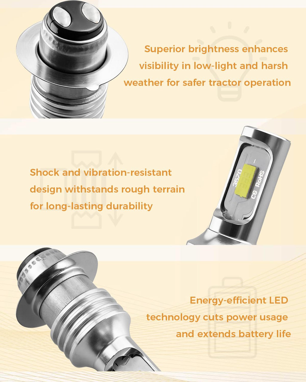 2PCS 34070-99010 LED Light Bulb Fit for Kubota L3400 L3410 L3430 L3600 Tractor Work and Indicator Light