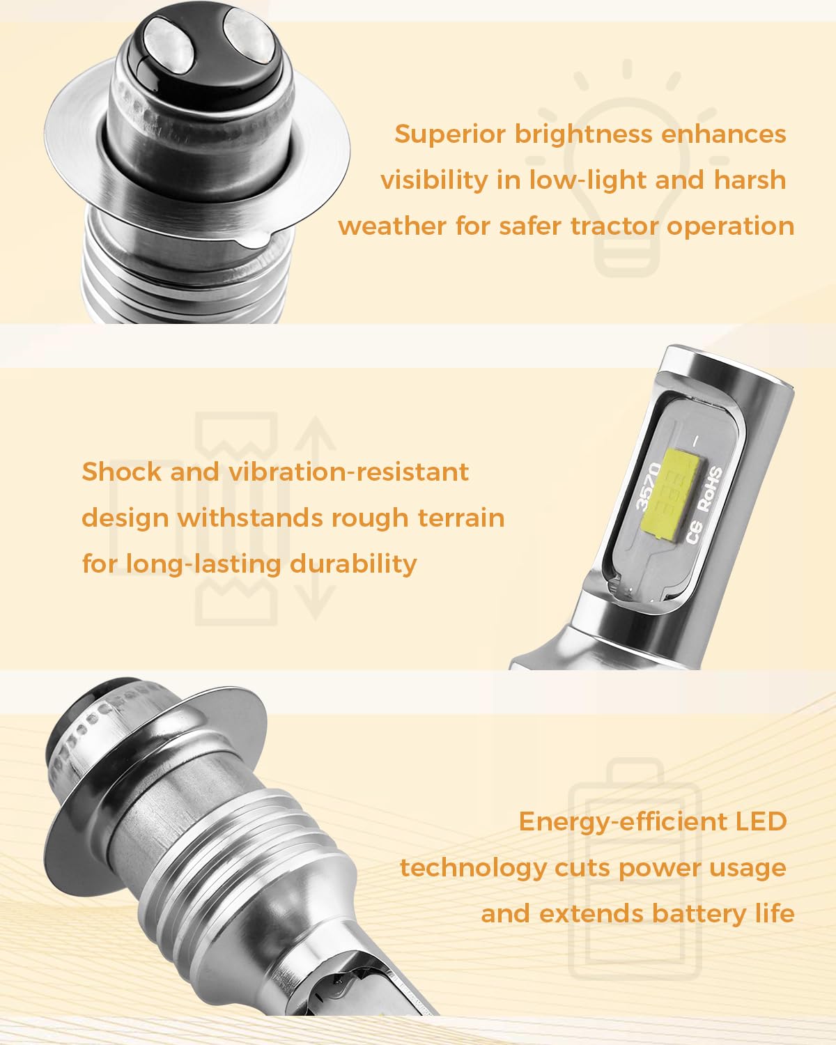 2PCS 34070-99010 LED Light Bulb Fit for Kubota L3400 L3410 L3430 L3600 Tractor Work and Indicator Light