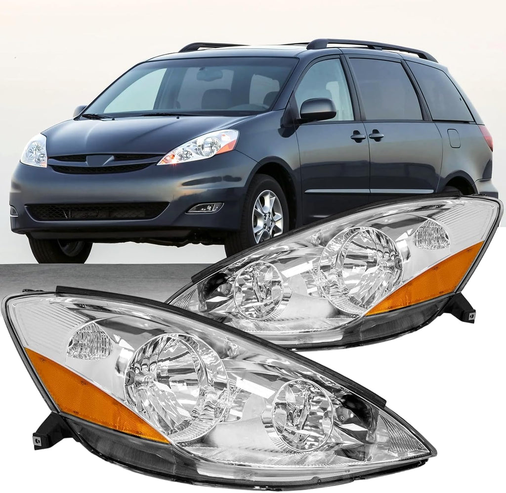 Headlights Assembly For 2006-2010 Toyota Sienna Chrome Housing Left+Right
