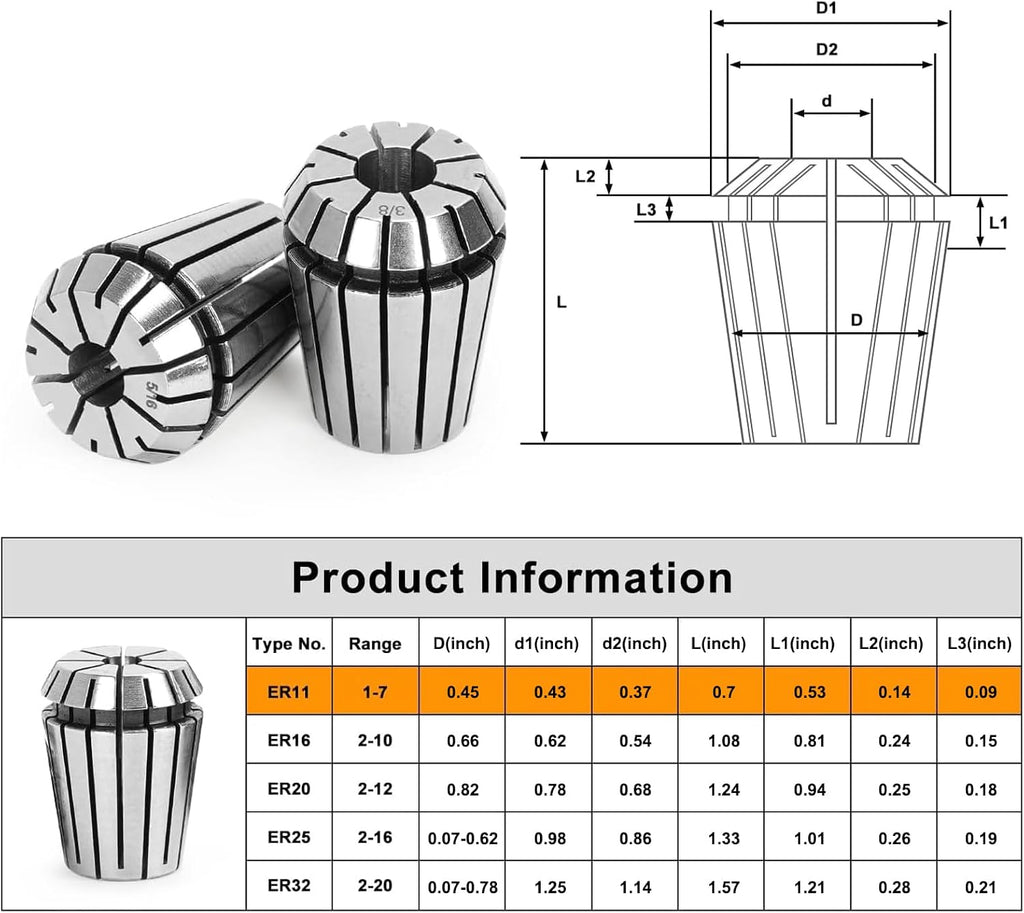 14pcs ER20 Spring Collet Set for CNC Engraving Machine