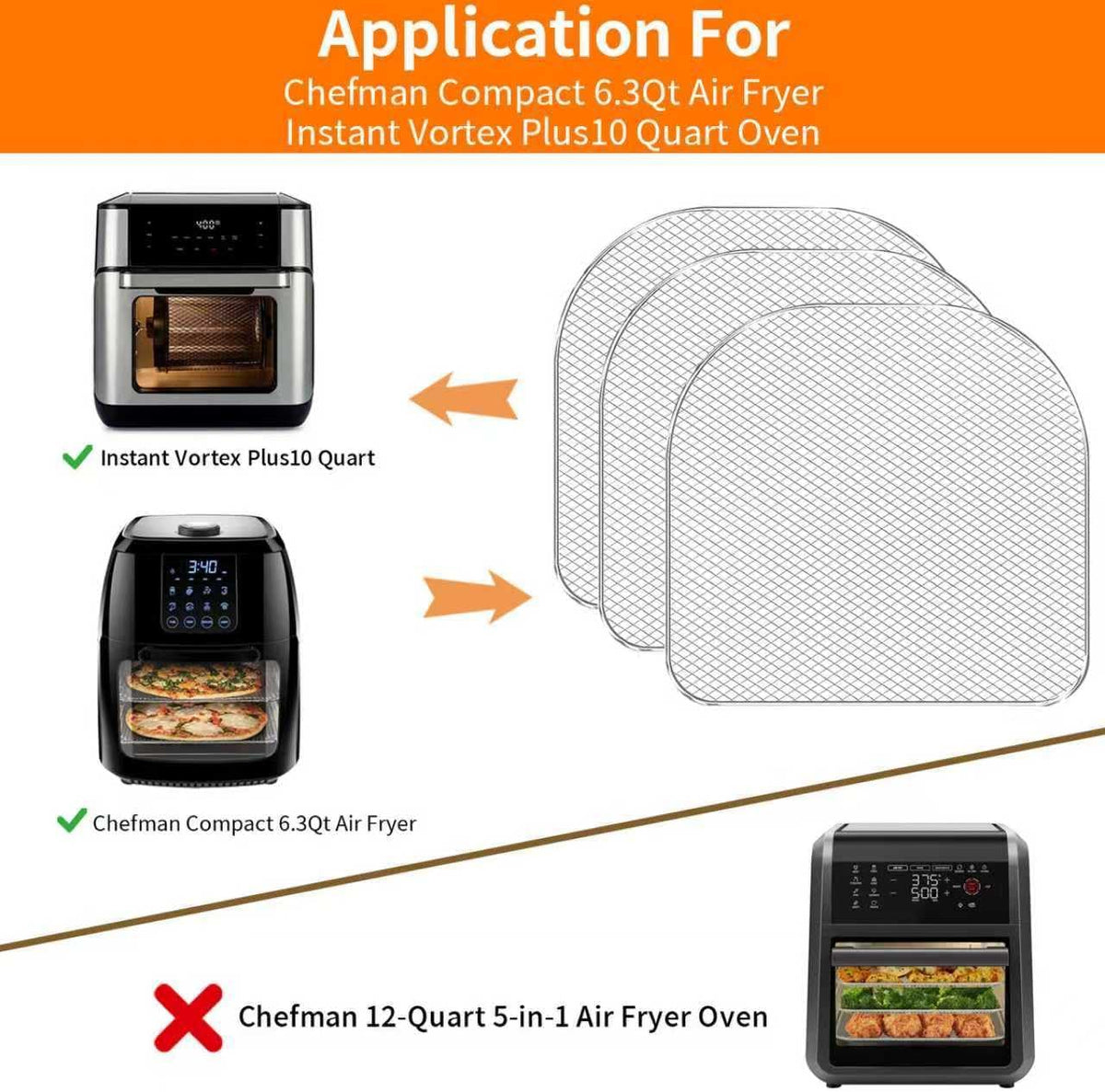 Air Fryer Rack for Oven, 3 PCS Air Fryer Oven Accessories Dehydrator Rack Replacement Tray Cooling Racks for Chefman