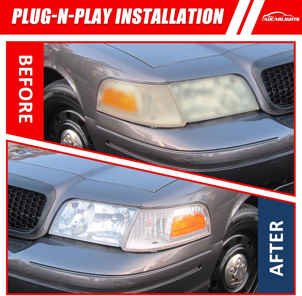 for 1998-2011 Ford Crown Victoria Halogen Headlight W/O Bulbs