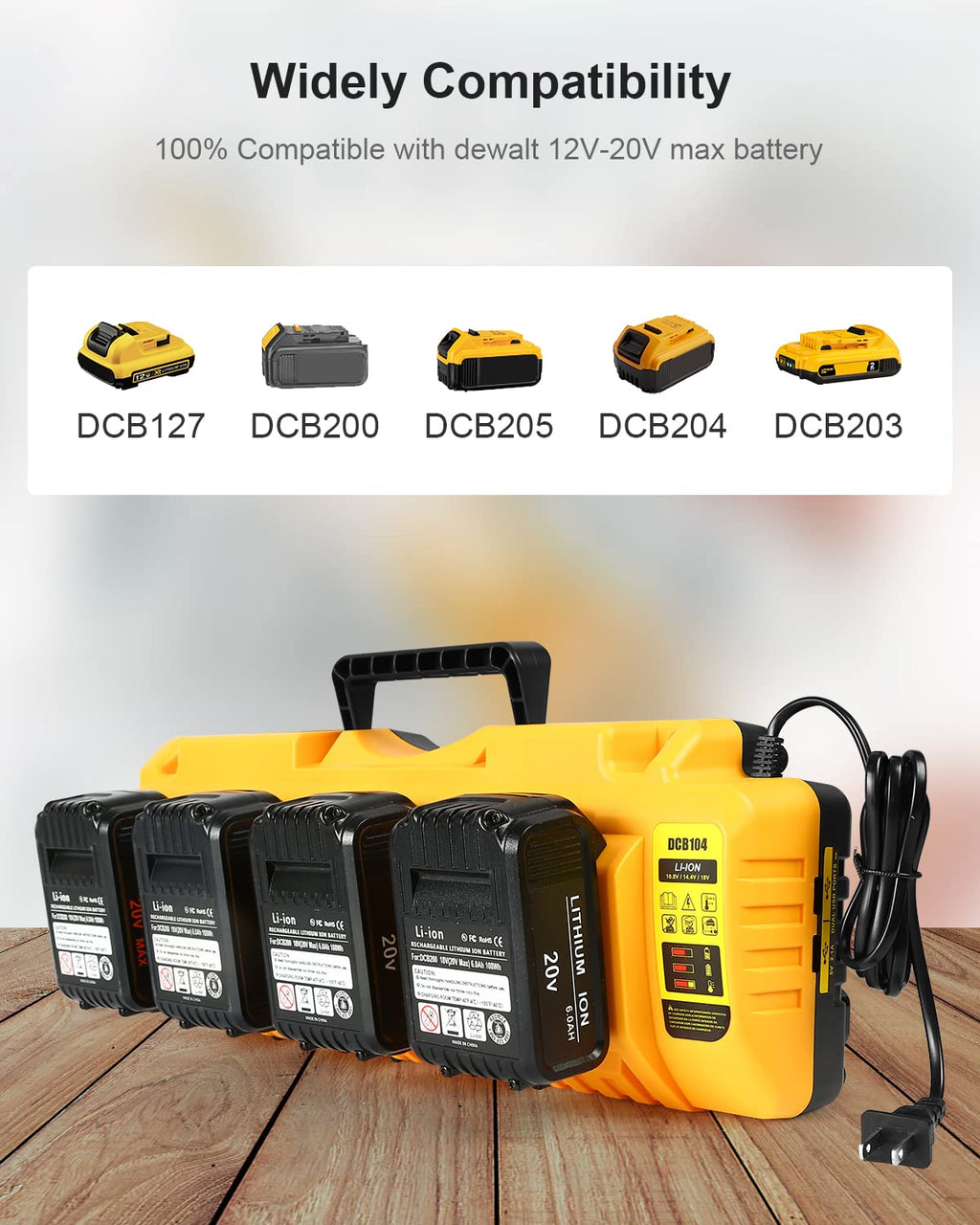 DCB104 Replacement for Dewalt 12v 20v Max Multi Battery Charger Station DCB104(Orange)