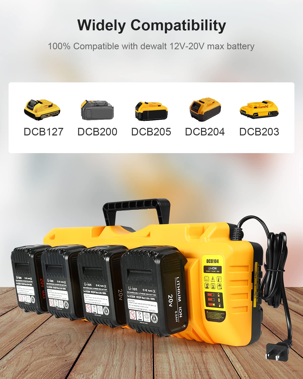 DCB104 Replacement for Dewalt 12v 20v Max Multi Battery Charger Station DCB104(Orange)