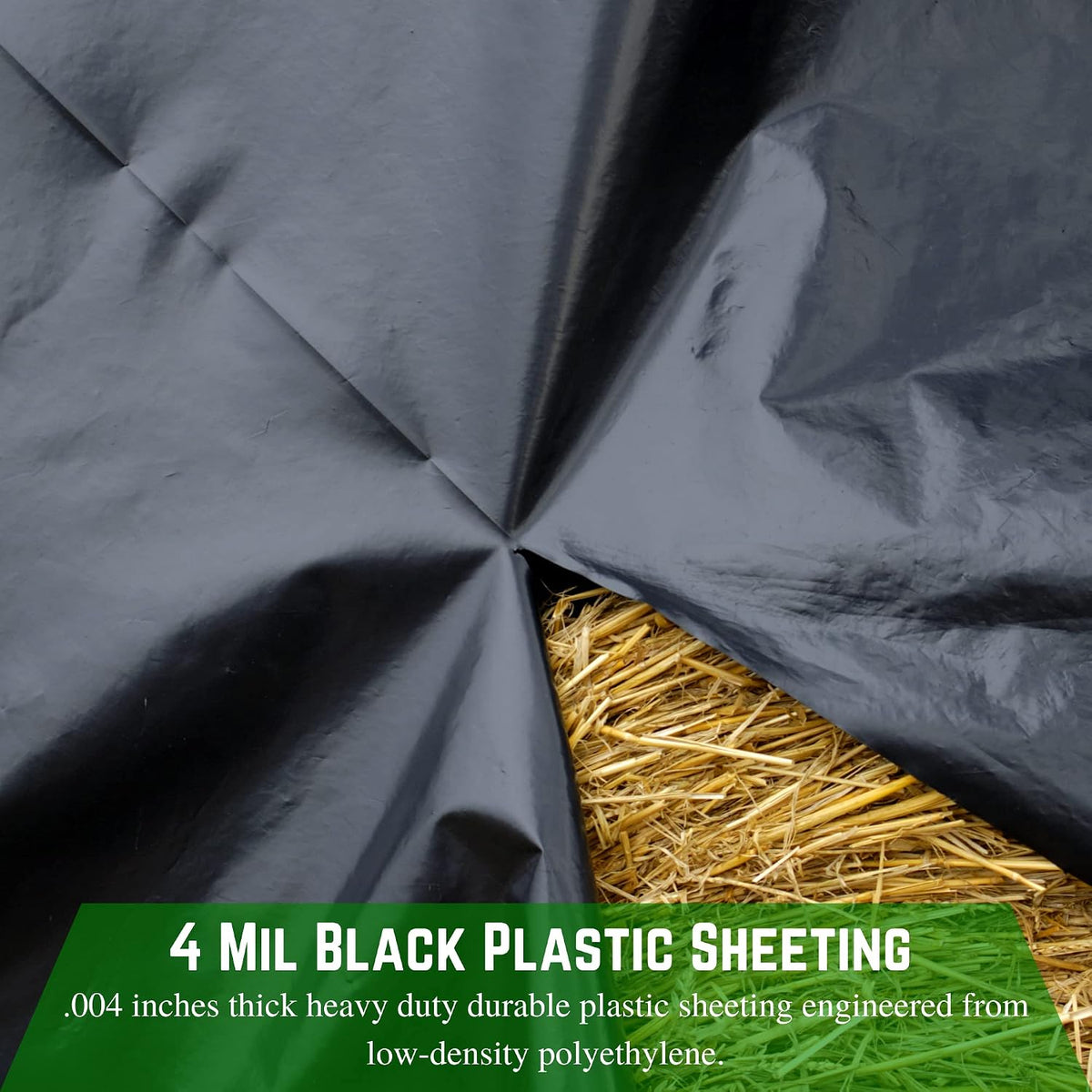 Black Plastic Sheeting - 4 mil - (8' x 100') - Polyethylene Vapor Barrier, Painters Tarp, Heavy Duty Roll
