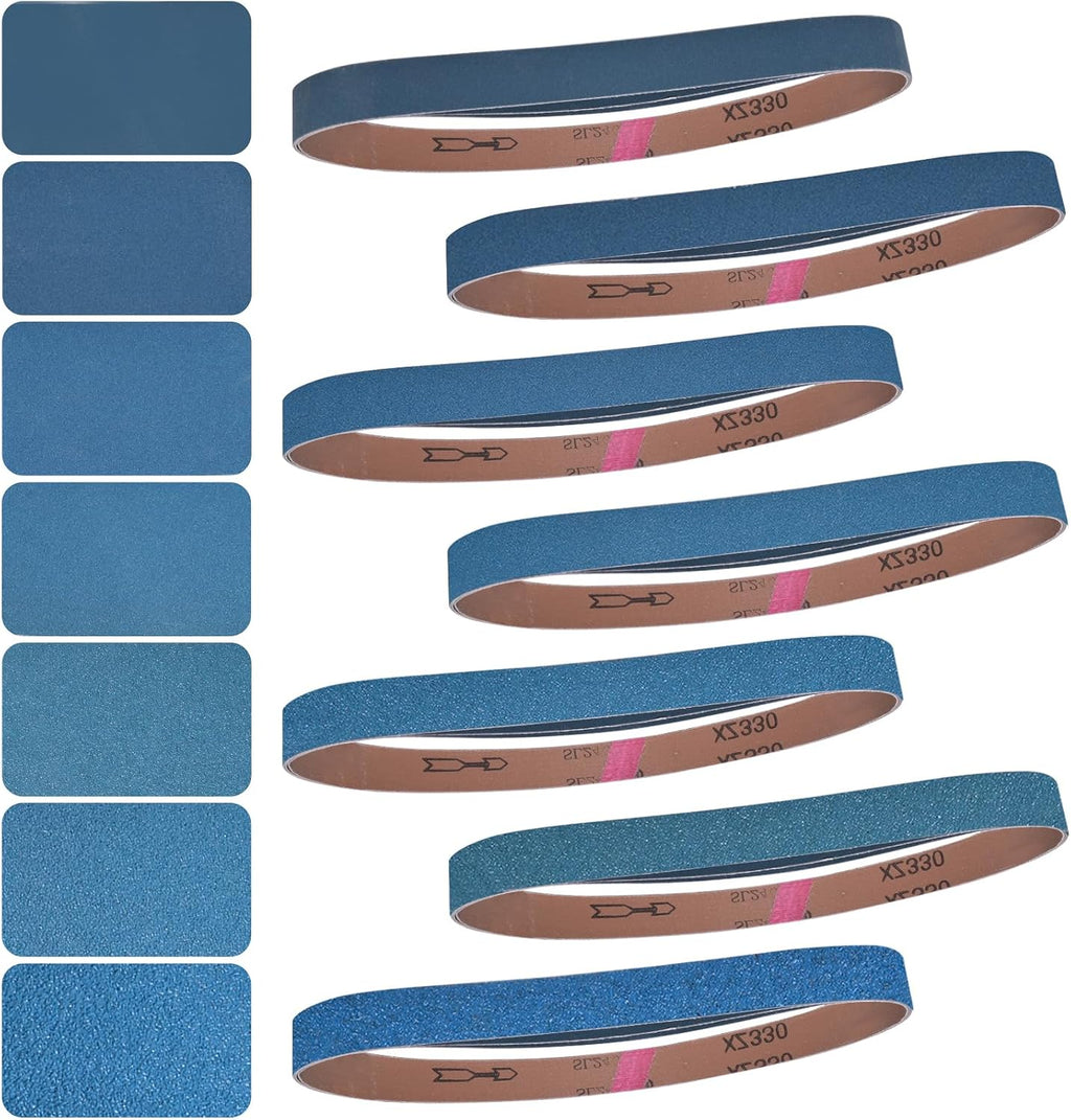 1x30 Inch Sanding Belts 21 Pcs 7 Grits Sizes (3 Each of 40/60/80/120/150/240/400 Grits) Heavy Duty Belt Sander Zirconia Belt Sander Paper for Wood, Metal, Stainless Steel, Cars, and Furniture