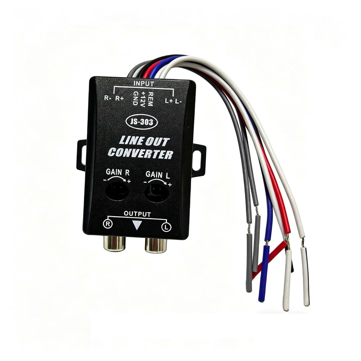 Line Output Converter with 7 Bare Wire 12V 2-Channel High to Low RCA Converter for Car Stereo Amplifier Audio Speaker