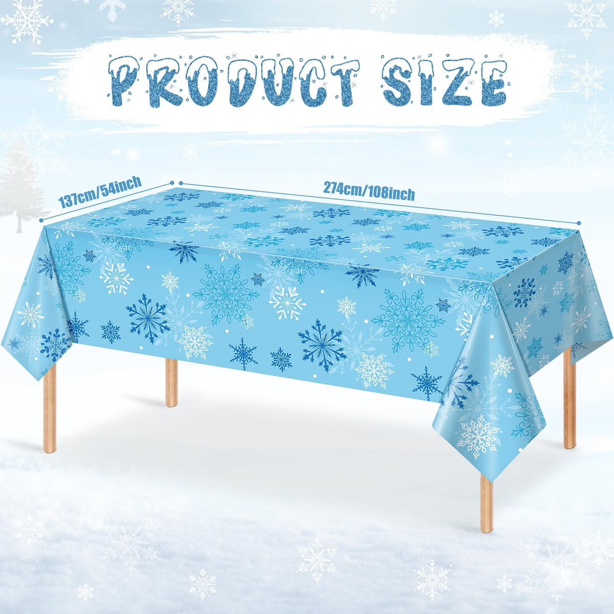 4Pcs Snowflake Tablecloth Christmas Snowflake Disposable Plastic Table Cloth Winter Wonderland Table Cover for Winter