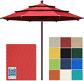 USA 10-Year-Non-Fading 11ft 3-Tier Market Patio Umbrella, Commercial Grade Outdoor Table Umbrella with Cylinder