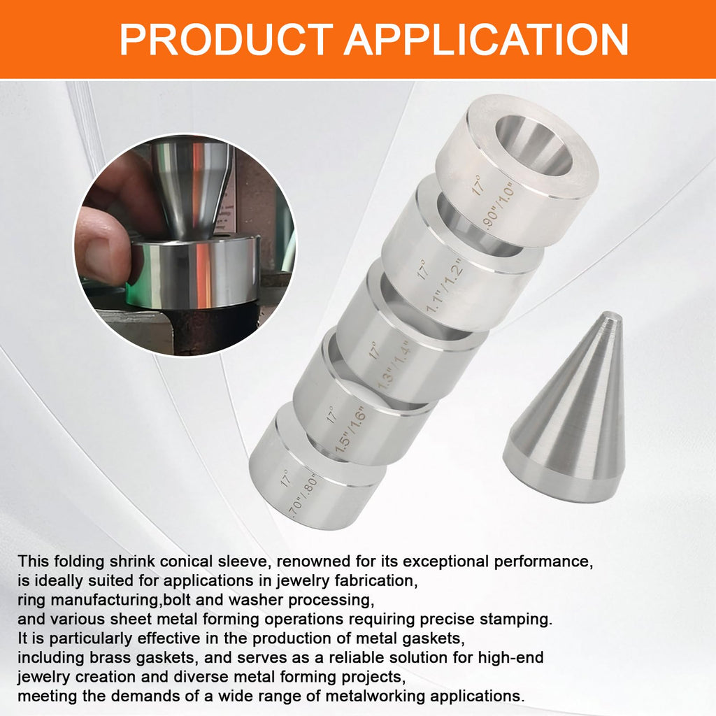 17 Degree Five Piece Set Folding & Reduction Die Stainless Steel Stabilizer Folding Cone Die Set Coin Making Tool