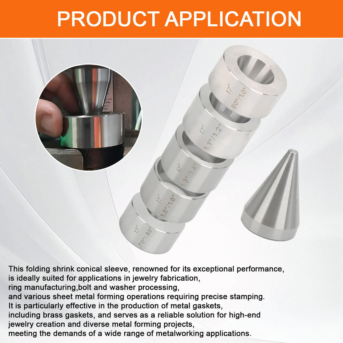 17 Degree Five Piece Set Folding & Reduction Die Stainless Steel Stabilizer Folding Cone Die Set Coin Making Tool