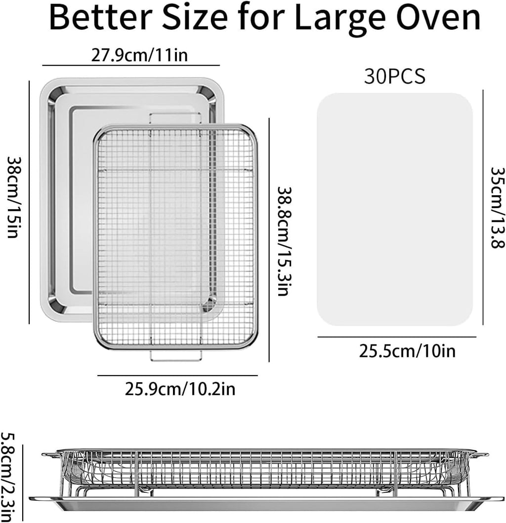 Air Fryer Basket for Oven, OPENICE Oven Air Fryer Basket and Tray Set | 15.3"x11.0" Stainless Steel Air Fryer Tray