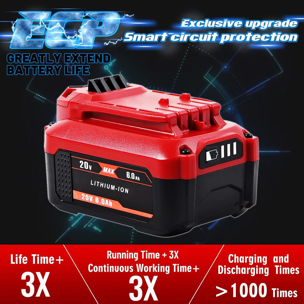 TenHutt 【Upgrade】 20V 6.0Ah Replacement Battery for Craftsman 20V Battery V20 Lithium Ion Battery for CMCB205 CMCB204 CMCB206 CMCB202 CMCB201 20V Cordless Power Tools