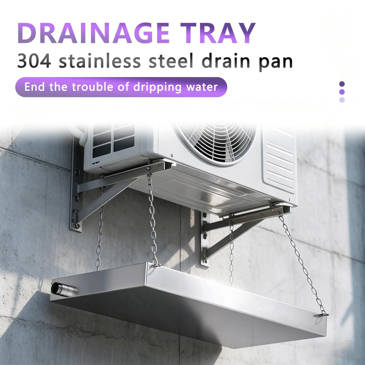 Stainless Steel Condensate Drain pan Heavy Duty Leak Proof Water Drip Catcher Universal Rectangular Tray for Outdoor AC Unit Washing Machine Water Heater and Industrial Devices(8x39x1.2in)