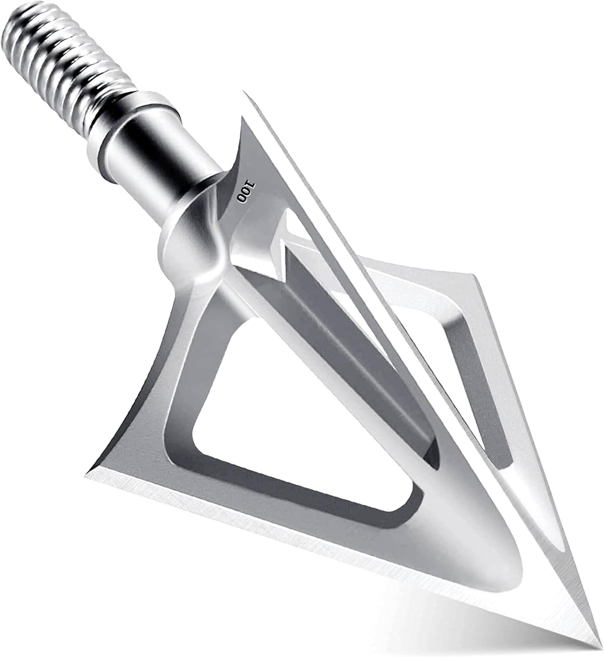 6-Pack 420 Stainless Steel Fixed Blade Broadheads 100 Grain 1-1/8" Cut Premium Solid Arrow Tip for Archery Hunting