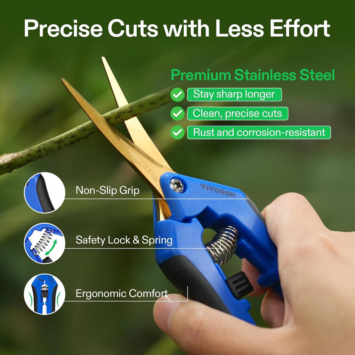 6.5 Inch Garden Scissors, Blue Pruning Shears for Plants, 6-Pack