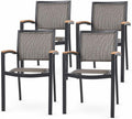 Aluminum Patio Dining Chairs Set of 4, Stackable Outdoor Armchairs