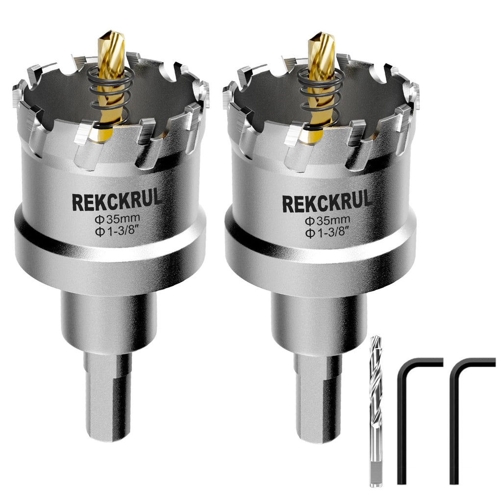REKCKRUL 1-3/8" (35mm) 2Pcs TCT Carbide Hole Saw Kit for Meta