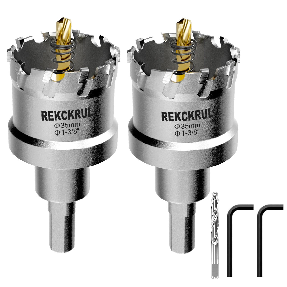 REKCKRUL 1-3/8" (35mm) 2Pcs TCT Carbide Hole Saw Kit for Meta