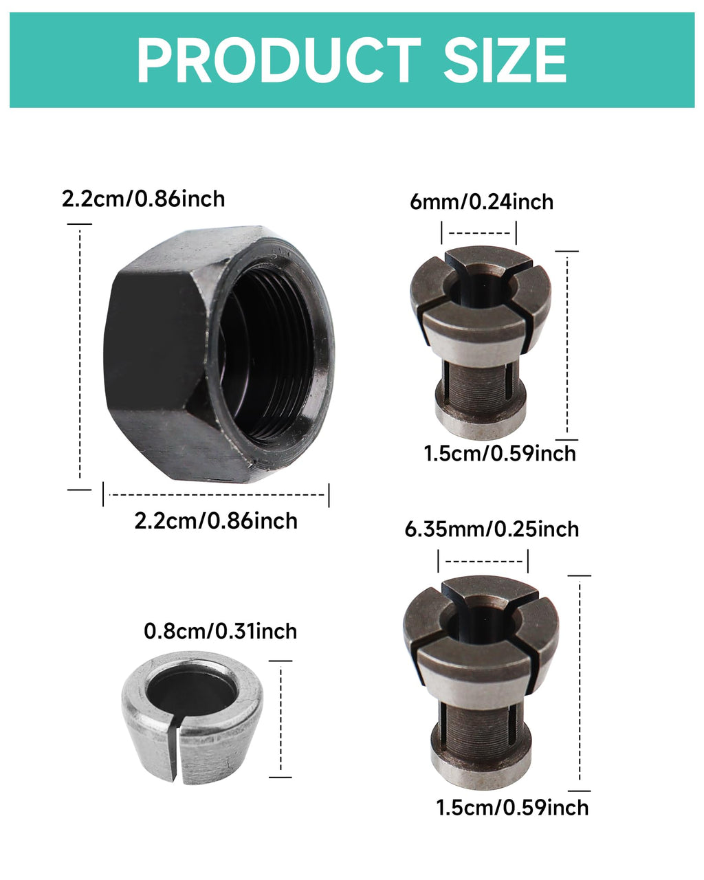 Zorqon Collet Nut Kit Replaces for 763637-1 763636-3