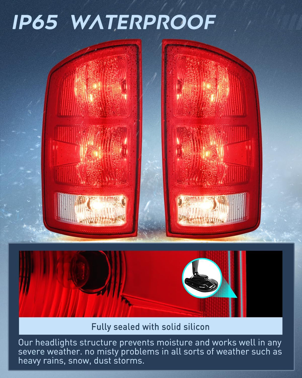 Nilight Taillight Assembly for 2002 2003 2004 2005 2006 Dodge Ram 1500