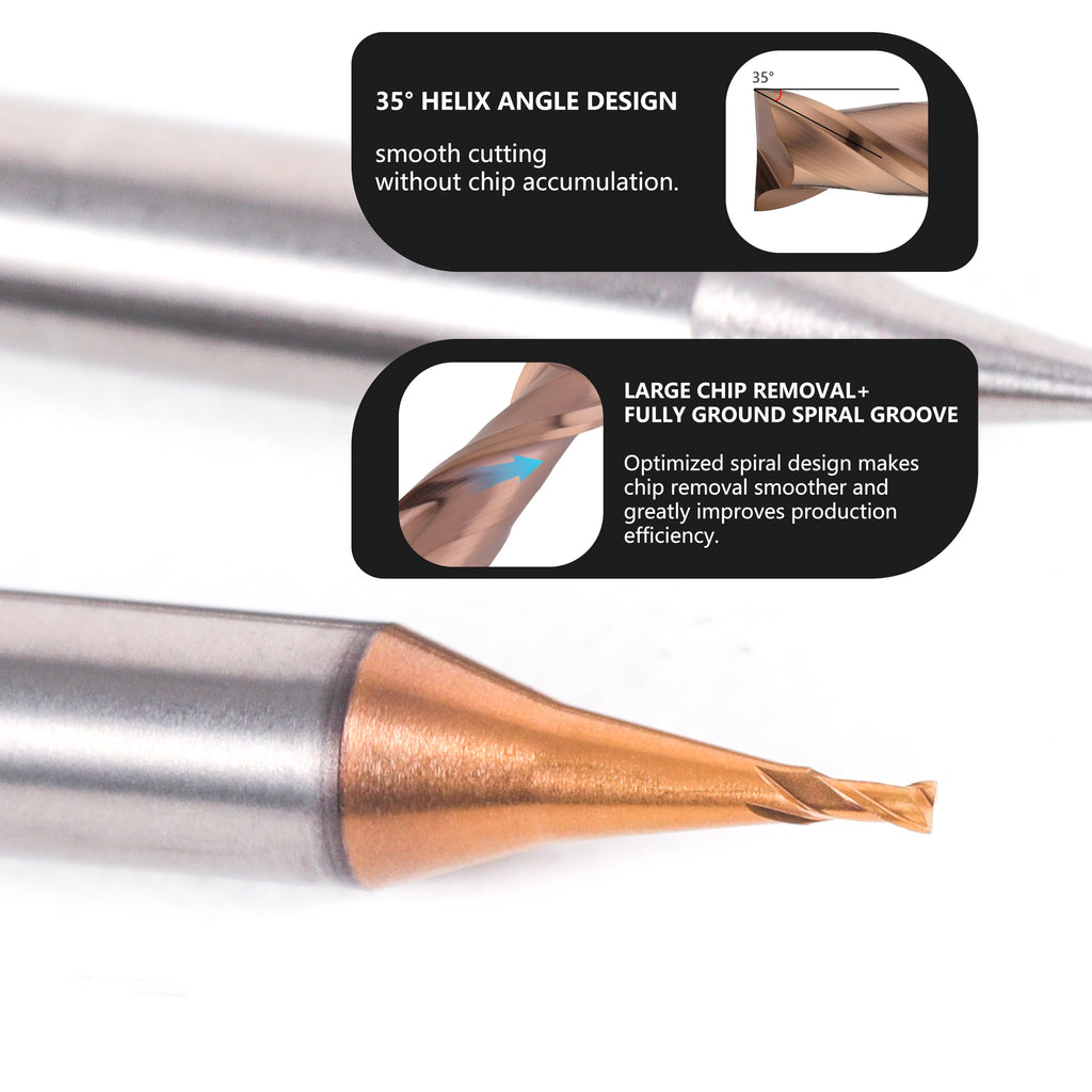 ALYICIA 3PCS 0.4mm TISIN Coated 2-Flute Micro Flat End Mill Set for Steel