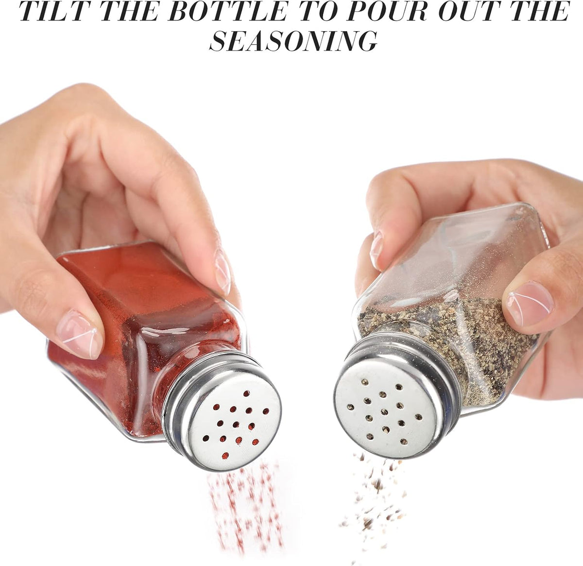 20 Pack Salt and Pepper Shakers Glass Set, 1.7 oz Steel Lid