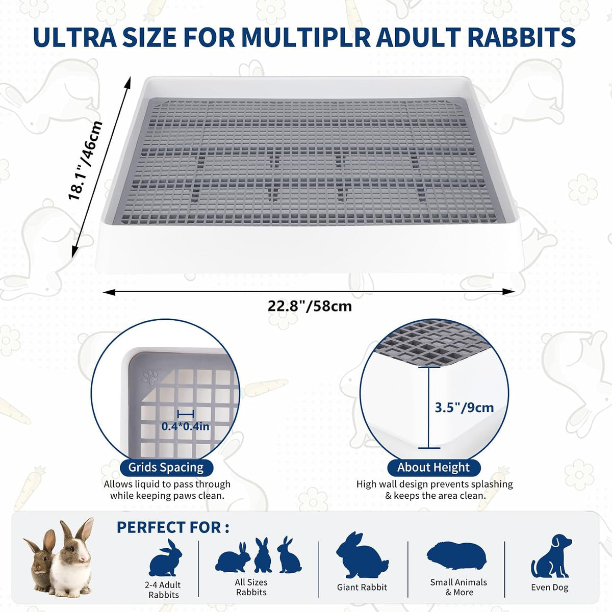 Extra Large Rabbit Litter Box, Low Entry Bunny Potty Trainer Tray