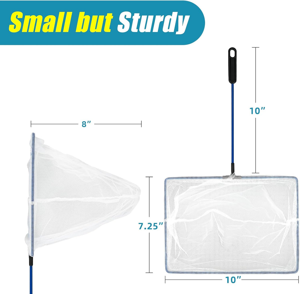Aquarium Fish Net, Small Fish Tank Cleaning Net, Food Wastes Skimmer for Small Ponds and Pools