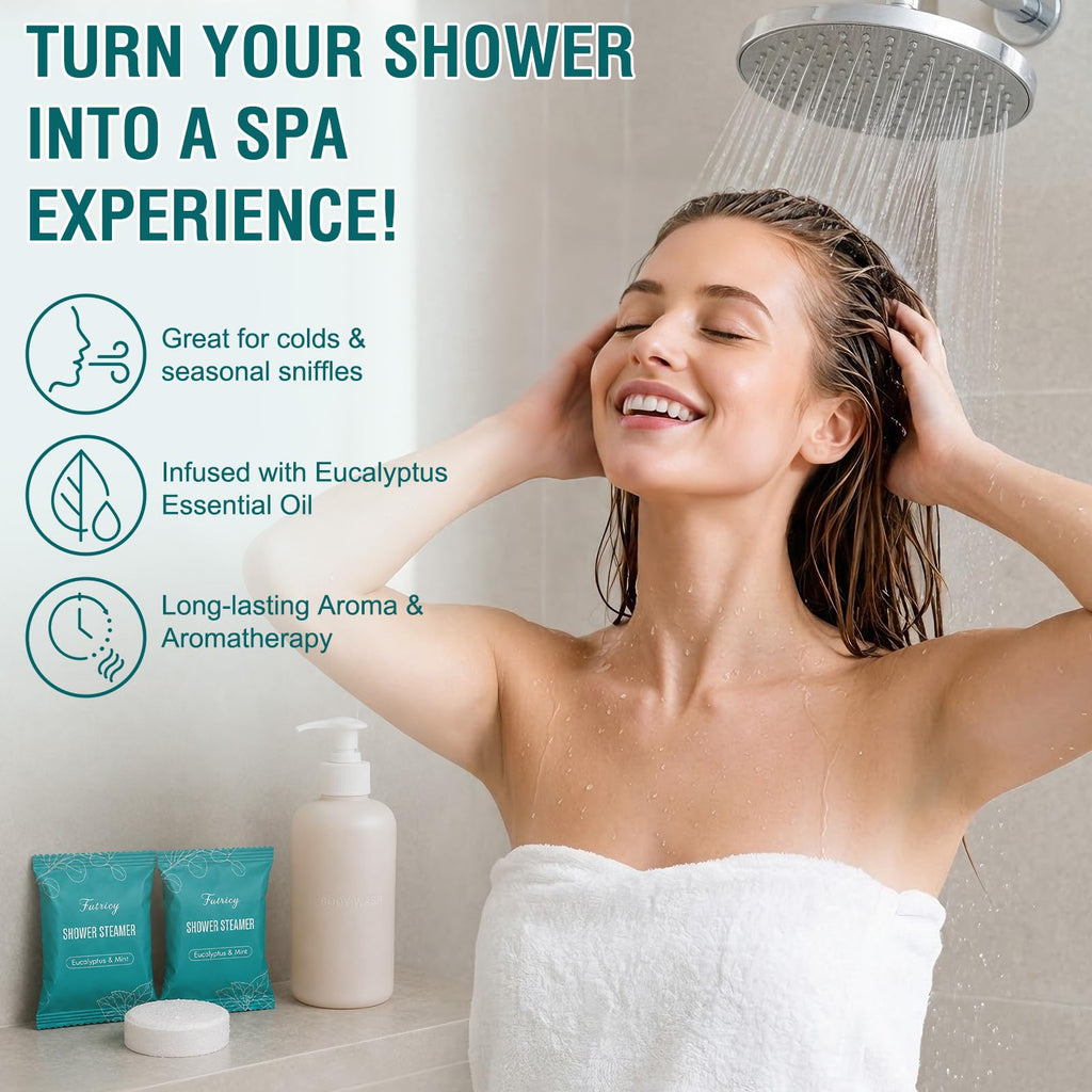 Shower Steamers Aromatherapy 12 Pack, Eucalyptus & Mint, Stocking Stuffers