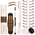 25PCS Eyebrow Stamp Stencil Kit With Dual-Color Eyebrow Stamp Pomade,20 Reusable Eyebrow Stencils,Finising