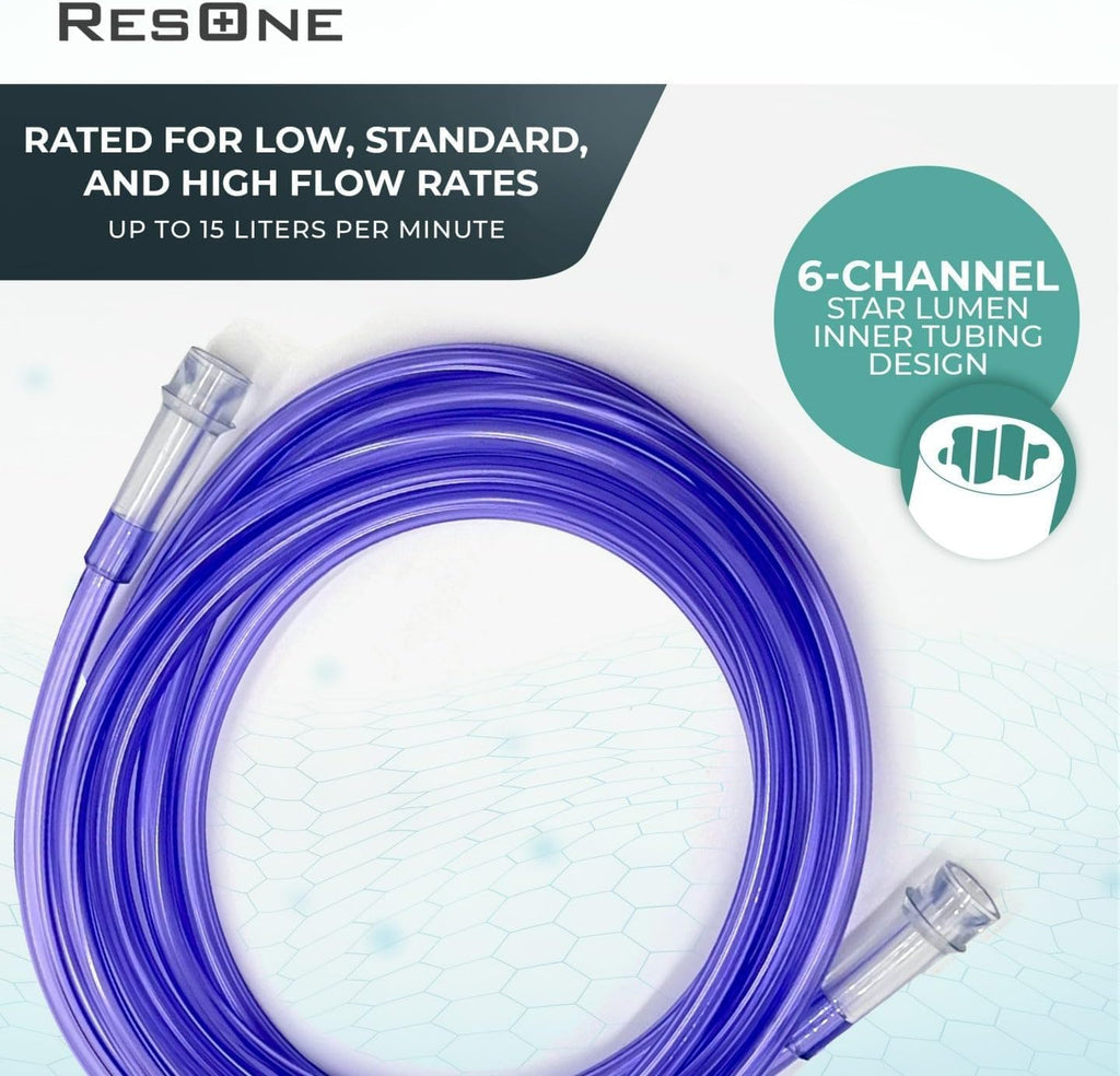 ResOne 25Ft Oxygen Tubing (5-Pack) - Crush Resistant Universal Replacement Supply Line, Purple